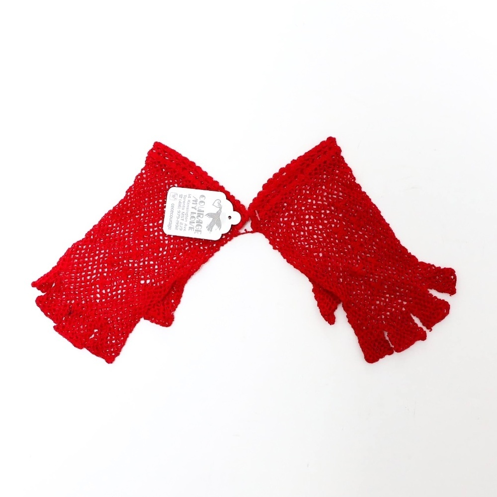 New Red Mesh womens fingerless gloves party carnival knit feminine VictoriGloves